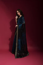 Jyoti Fashion Women's Blue Sequence Embroidery Georgette Saree with Blouse | Grocsy