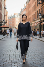 Jyoti Fashion Black Bindu Bubbal Embroidered Designer Kurta Set | Grocsy