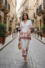 Jyoti Fashion White Cotton Printed Designer Kurta Set | Grocsy