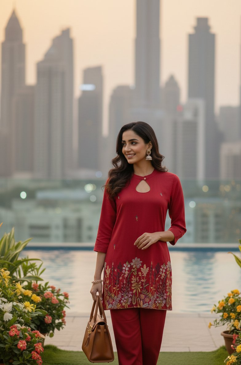 Jyoti Fashion Rani Pink Cotton Silk Embroidered Designer Kurta Set | Grocsy