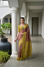 Jyoti Fashion Women's Maroon Soft Tussar Silk Ikkat Printed Saree with Blouse | Grocsy