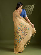Jyoti Fashion Women's Yellow Soft Muga Cotton Paithani Zari Woven Saree with Blouse | Grocsy