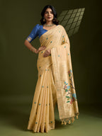 Jyoti Fashion Women's Yellow Soft Muga Cotton Paithani Zari Woven Saree with Blouse | Grocsy