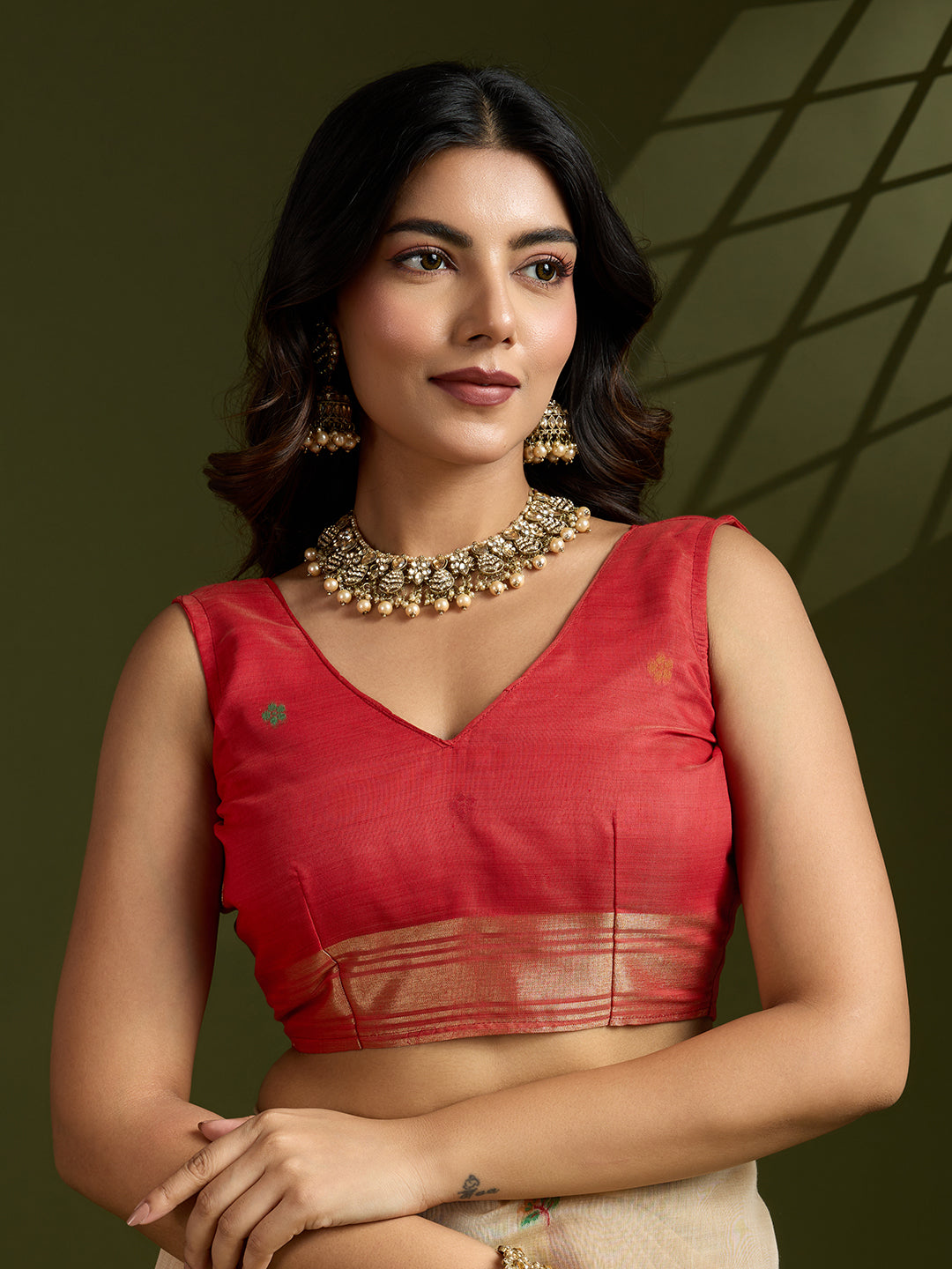 Jyoti Fashion Women's Cream Soft Muga Cotton Paithani Zari Woven Saree with Blouse | Grocsy