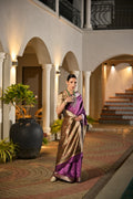 Jyoti Fashion Women's Purple Soft Khadi Raw Silk Zari Woven Saree with Blouse | Grocsy