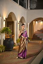 Jyoti Fashion Women's Purple Soft Khadi Raw Silk Zari Woven Saree with Blouse | Grocsy