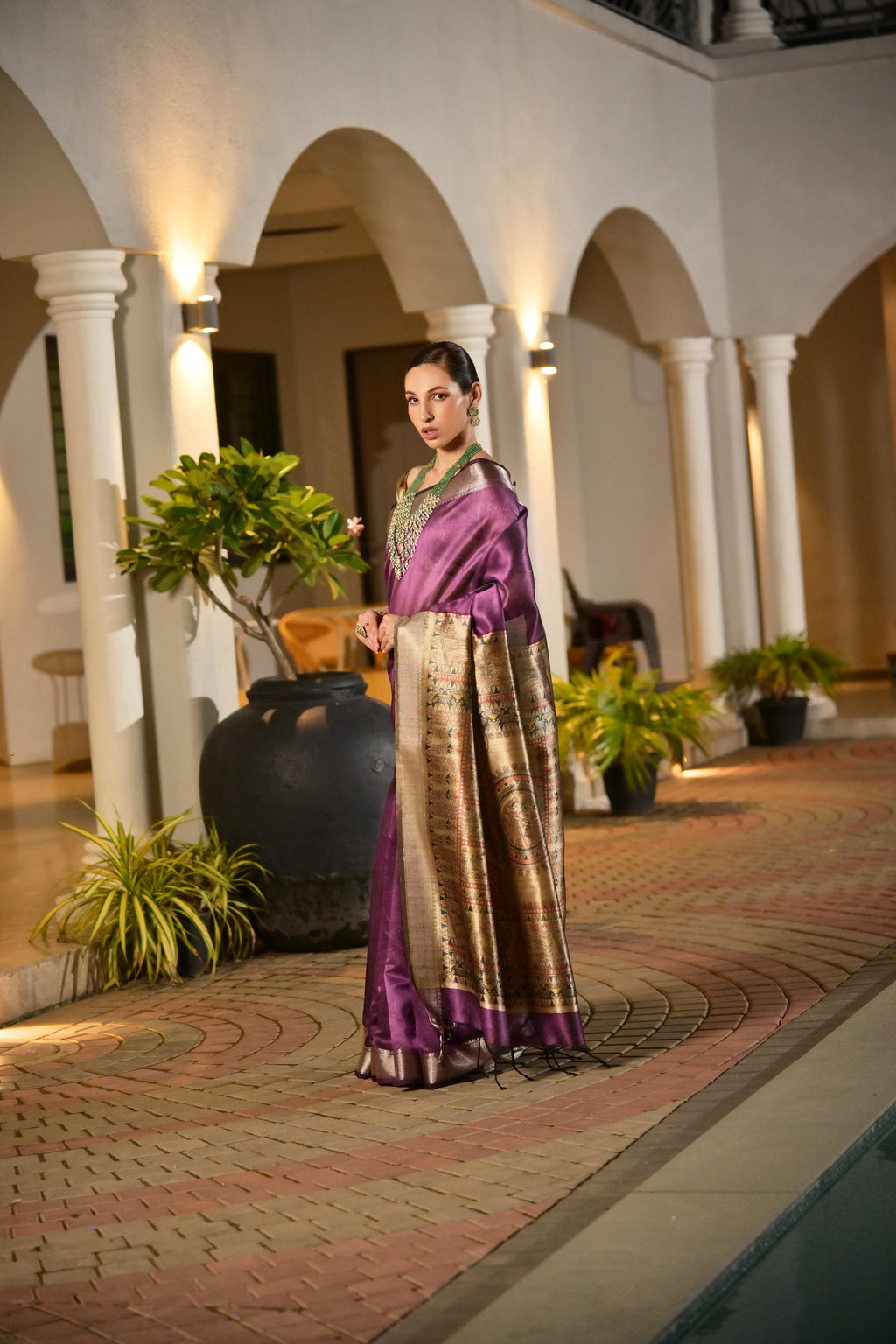 Jyoti Fashion Women's Purple Soft Khadi Raw Silk Zari Woven Saree with Blouse | Grocsy