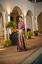 Jyoti Fashion Women's Purple Soft Khadi Raw Silk Zari Woven Saree with Blouse | Grocsy