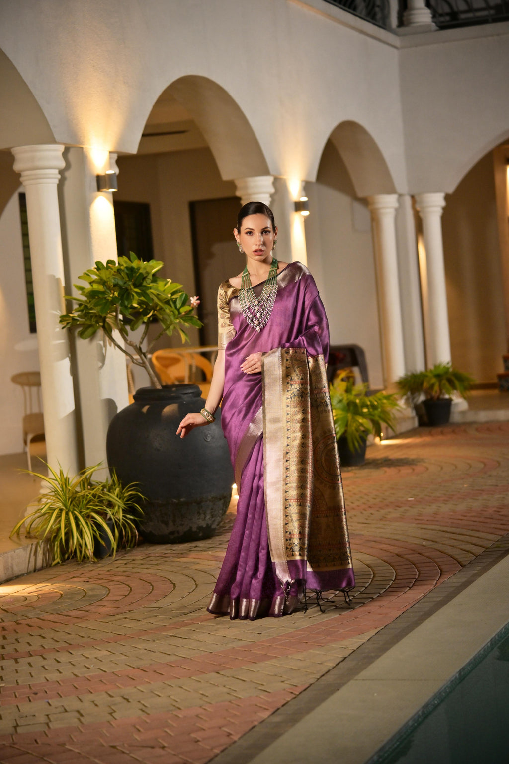 Jyoti Fashion Women's Purple Soft Khadi Raw Silk Zari Woven Saree with Blouse | Grocsy