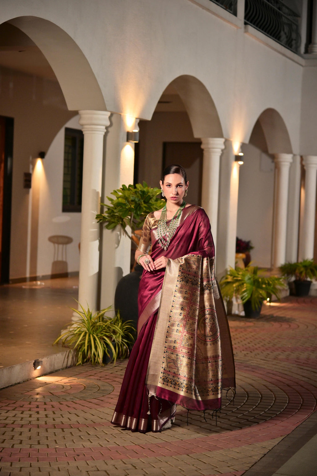 Jyoti Fashion Women's Maroon Soft Khadi Raw Silk Zari Woven Saree with Blouse | Grocsy