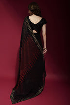 Jyoti Fashion Women's Maroon Sequence Embroidery Georgette Saree with Blouse | Grocsy