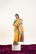 Jyoti Fashion Women's Yellow Banarasi Pashmina Soft Silk Zari Woven Saree with Blouse | Grocsy