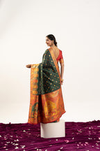 Jyoti Fashion Women's Bottle Green Banarasi Pashmina Soft Silk Zari Woven Saree with Blouse | Grocsy