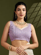 Jyoti Fashion Women's Purple Soft Muga Cotton Kalamkari Woven Saree with Blouse | Grocsy
