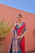 Jyoti Fashion Women's Rani Pink Paithani Silk Zari Woven Saree with Blouse | Grocsy