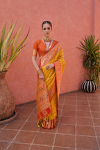 Jyoti Fashion Women's Yellow Paithani Silk Zari Woven Saree with Blouse | Grocsy