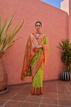 Jyoti Fashion Women's Pista Green Paithani Silk Zari Woven Saree with Blouse | Grocsy