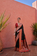 Jyoti Fashion Women's Black Paithani Silk Zari Woven Saree with Blouse | Grocsy
