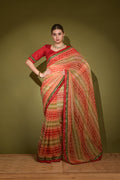 Jyoti Fashion Women's Red Foil Print with Sequence Georgette Saree with Blouse | Grocsy