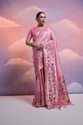 Jyoti Fashion Women's Baby Pink Paithani Silk Zari Woven Saree with Blouse | Grocsy
