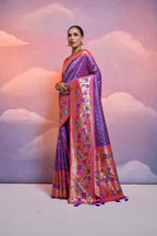 Jyoti Fashion Women's Royal Blue Paithani Silk Zari Woven Saree with Blouse | Grocsy