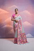 Jyoti Fashion Women's Sea Green Paithani Silk Zari Woven Saree with Blouse | Grocsy