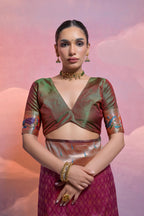 Jyoti Fashion Women's Wine Paithani Silk Zari Woven Saree with Blouse | Grocsy