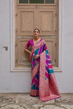 Jyoti Fashion Women's Multicolor Banarasi Silk Zari Woven Saree with Blouse | Grocsy