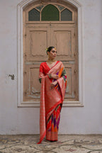 Jyoti Fashion Women's Multicolor Banarasi Silk Zari Woven Saree with Blouse | Grocsy