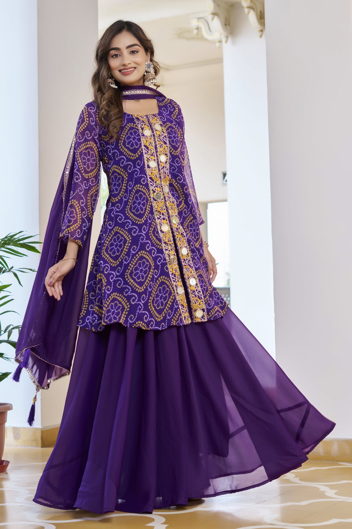 Jyoti Fashion Purple Faux Georgette Embroidered Designer Kurta Set with Dupatta | Grocsy
