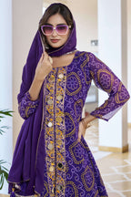 Jyoti Fashion Purple Faux Georgette Embroidered Designer Kurta Set with Dupatta | Grocsy