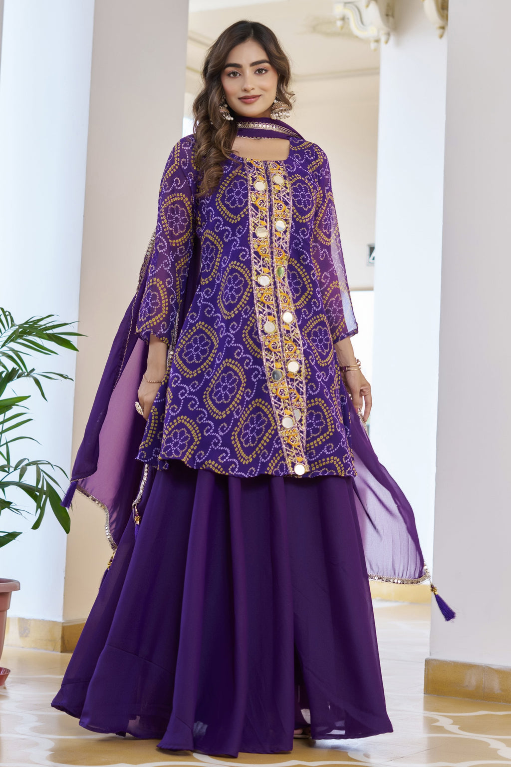 Jyoti Fashion Purple Faux Georgette Embroidered Designer Kurta Set with Dupatta | Grocsy