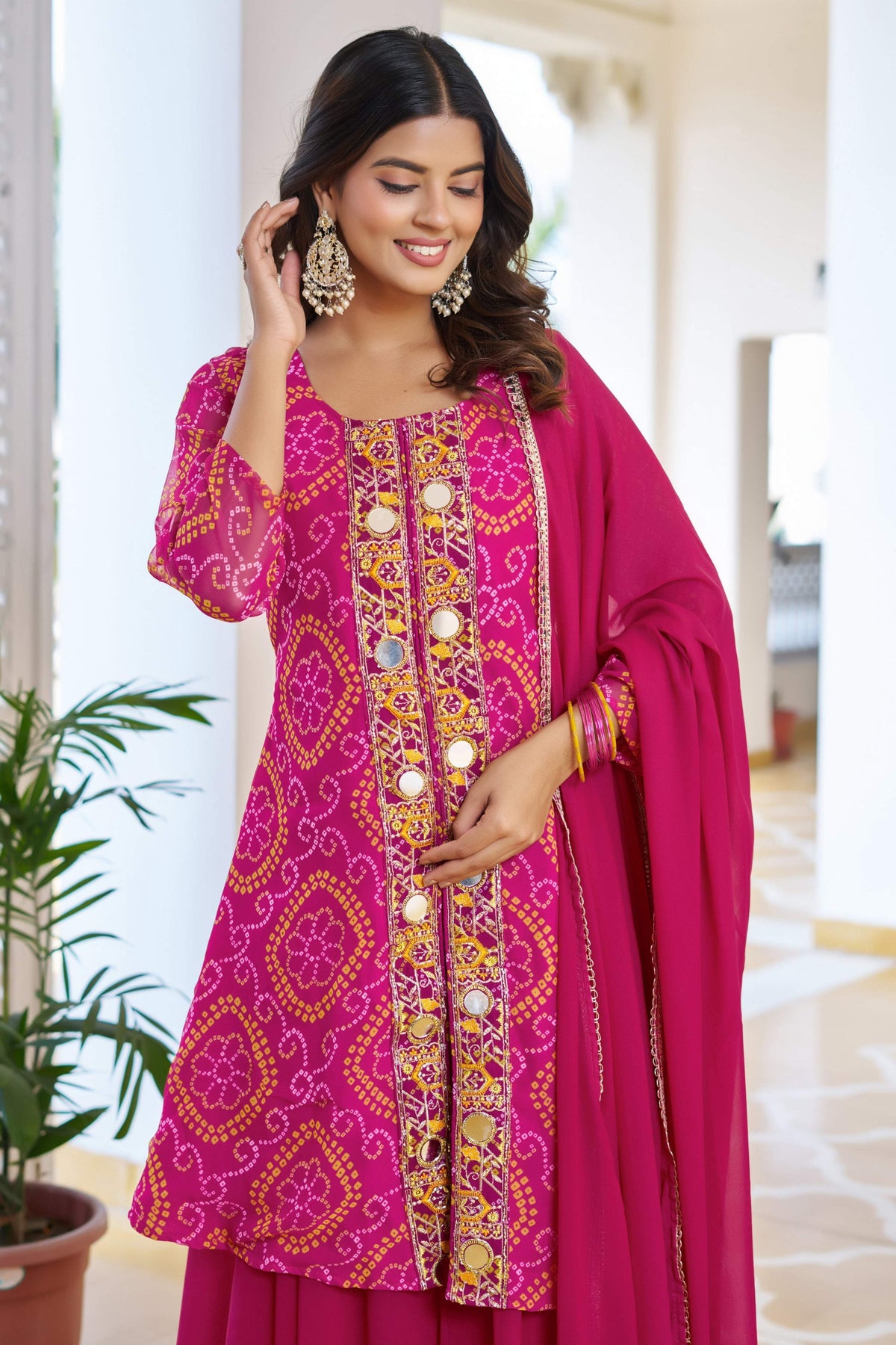 Jyoti Fashion Pink Faux Georgette Embroidered Designer Kurta Set with Dupatta | Grocsy