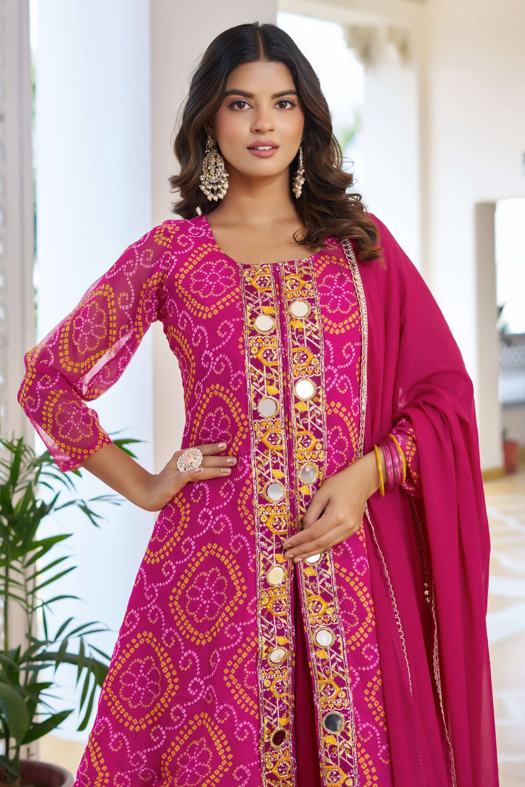 Jyoti Fashion Pink Faux Georgette Embroidered Designer Kurta Set with Dupatta | Grocsy