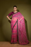 Jyoti Fashion Women's Pink Foil Print with Sequence Georgette Saree with Blouse | Grocsy