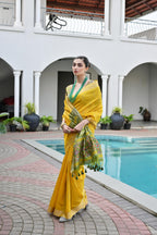 Jyoti Fashion Women's Yellow Khadi Raw Silk Meena Weaving Patola Saree with Blouse | Grocsy