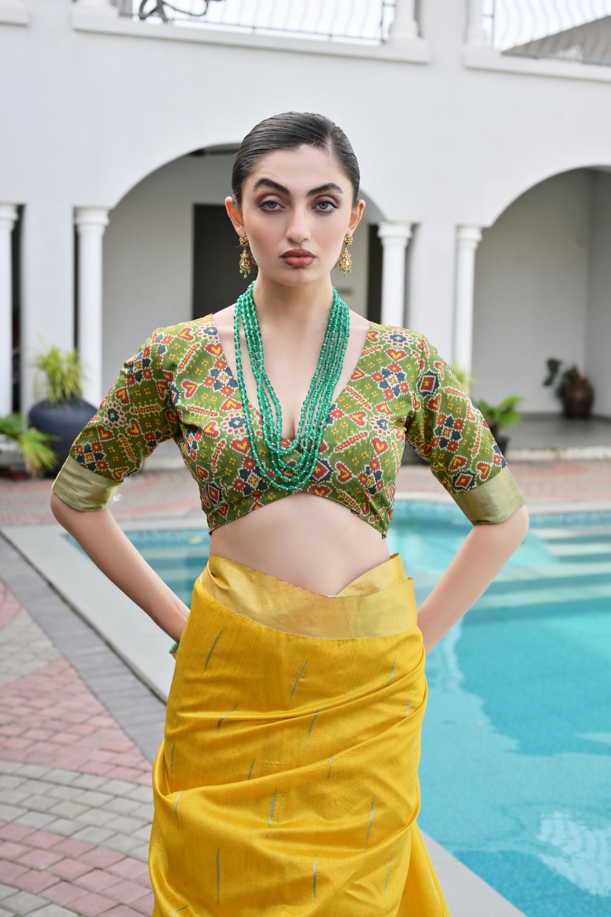 Jyoti Fashion Women's Yellow Khadi Raw Silk Meena Weaving Patola Saree with Blouse | Grocsy