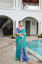 Jyoti Fashion Women's Firozi Khadi Raw Silk Meena Weaving Patola Saree with Blouse | Grocsy