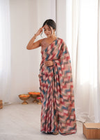 Jyoti Fashion Women's Multicolor Chinon Digital Printed Designer Saree with Blouse | Grocsy