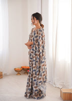 Jyoti Fashion Women's Multicolor Chinon Digital Printed Designer Saree with Blouse | Grocsy