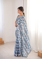 Jyoti Fashion Women's Multicolor Chinon Digital Printed Designer Saree with Blouse | Grocsy