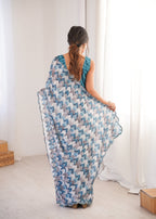 Jyoti Fashion Women's Multicolor Chinon Digital Printed Designer Saree with Blouse | Grocsy