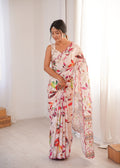 Jyoti Fashion Women's Multicolor Chinon Digital Printed Designer Saree with Blouse | Grocsy