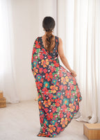 Jyoti Fashion Women's Multicolor Chinon Digital Printed Designer Saree with Blouse | Grocsy