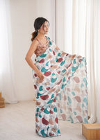 Jyoti Fashion Women's Multicolor Chinon Digital Printed Designer Saree with Blouse | Grocsy