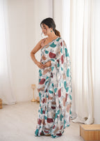 Jyoti Fashion Women's Multicolor Chinon Digital Printed Designer Saree with Blouse | Grocsy