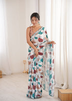 Jyoti Fashion Women's Multicolor Chinon Digital Printed Designer Saree with Blouse | Grocsy