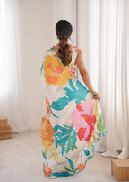 Jyoti Fashion Women's Multicolor Chinon Digital Printed Designer Saree with Blouse | Grocsy