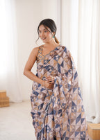 Jyoti Fashion Women's Multicolor Chinon Digital Printed Designer Saree with Blouse | Grocsy