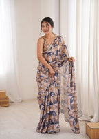 Jyoti Fashion Women's Multicolor Chinon Digital Printed Designer Saree with Blouse | Grocsy